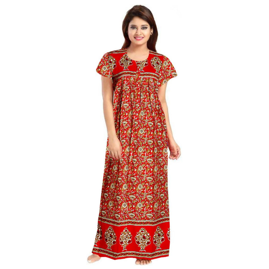 Cotton Night Dress Maxi 2pc Set of Free Size Nightgowns for Women