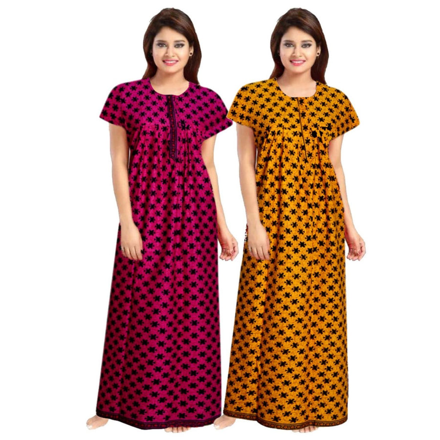 2pcs Set of Cotton Maxi Night Dress Combo for Women