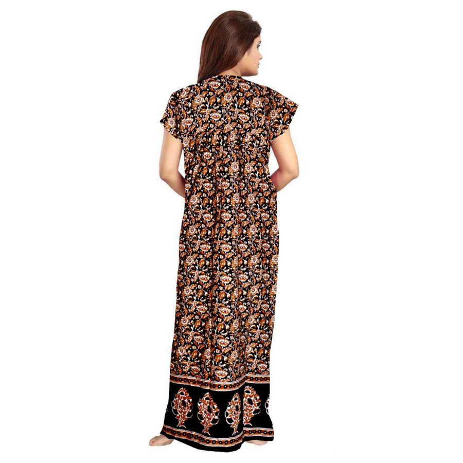 Presents a 2pc Set of Floral Print Cotton Maxi Night Dress for Women