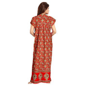 Presents a 2pc Set of Floral Print Cotton Maxi Night Dress for Women