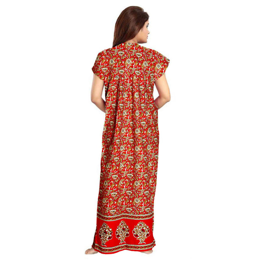 Presents a 2pc Set of Floral Print Cotton Maxi Night Dress for Women