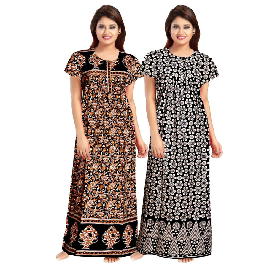 Cotton Maxi Women's Wear 2-Piece Night Dress Combo Set