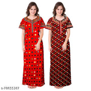 100% Cotton Women's Night Dress 2pc Maxies Combo Set