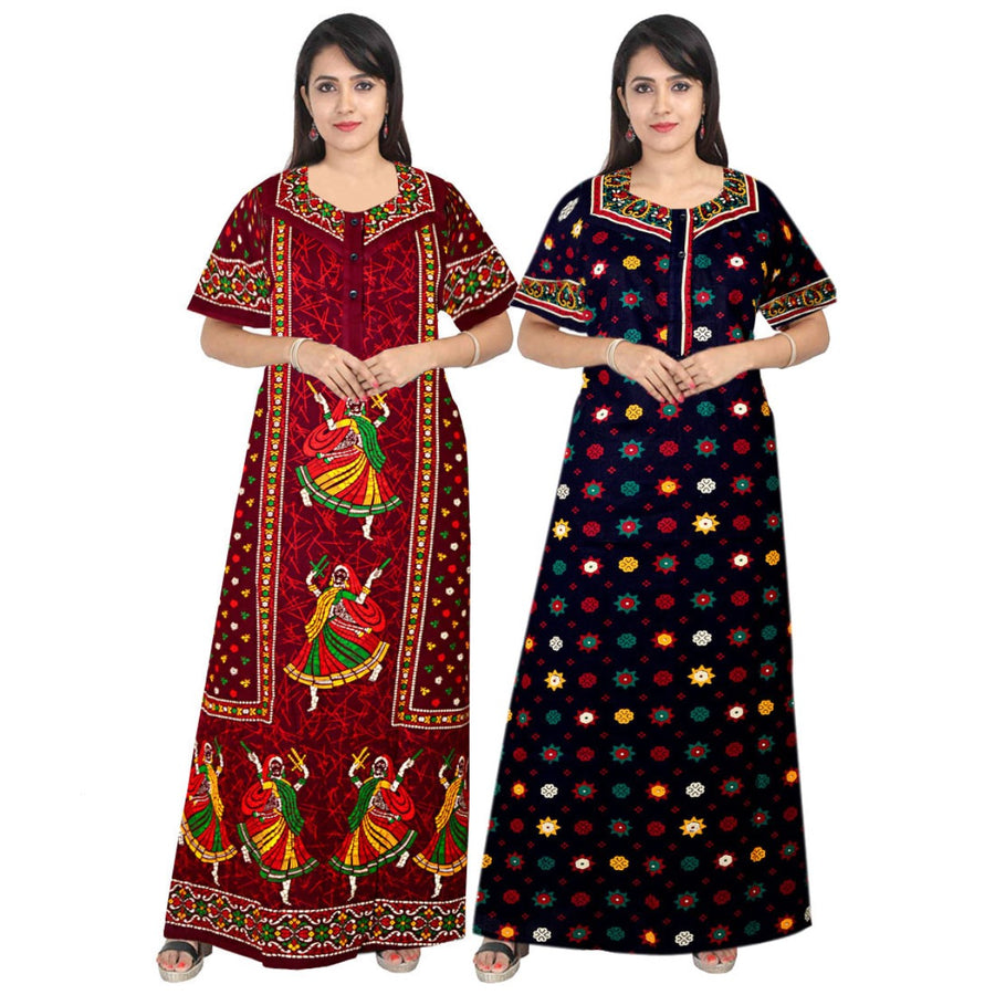 Free Size Women's Cotton Nighty 2pc Maxies Combo Set