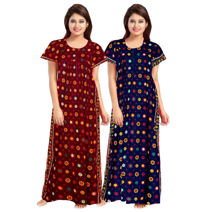 2-Piece Combo Set of 100% Cotton Maxi Nightgown