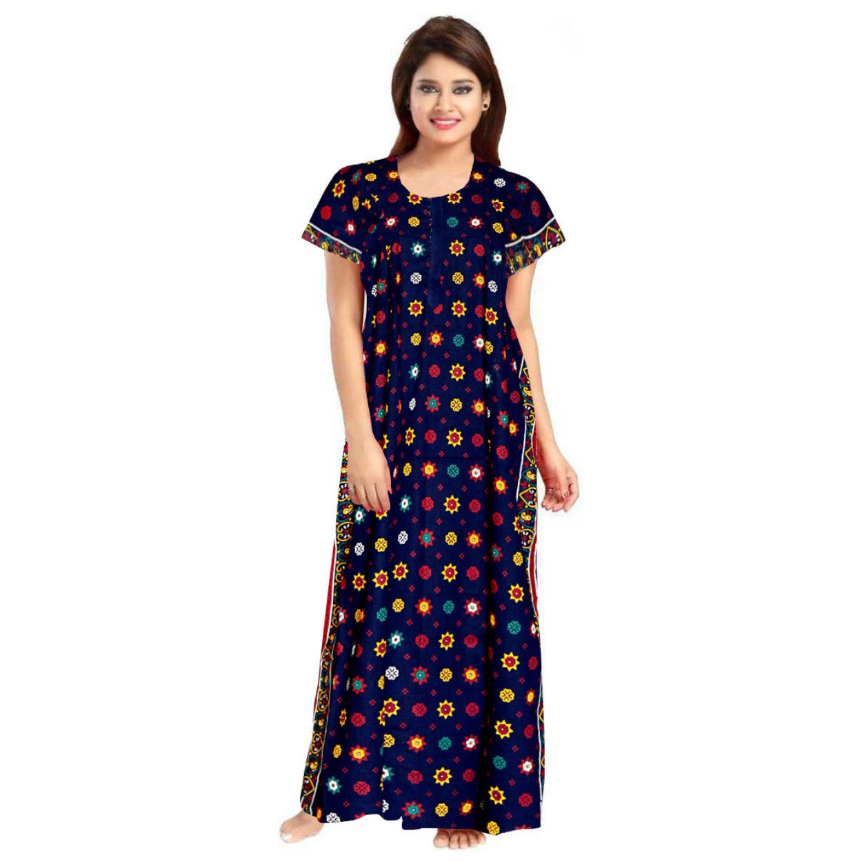 2-Piece Combo Set of Black and Orange Floral Print Maxi Dresses