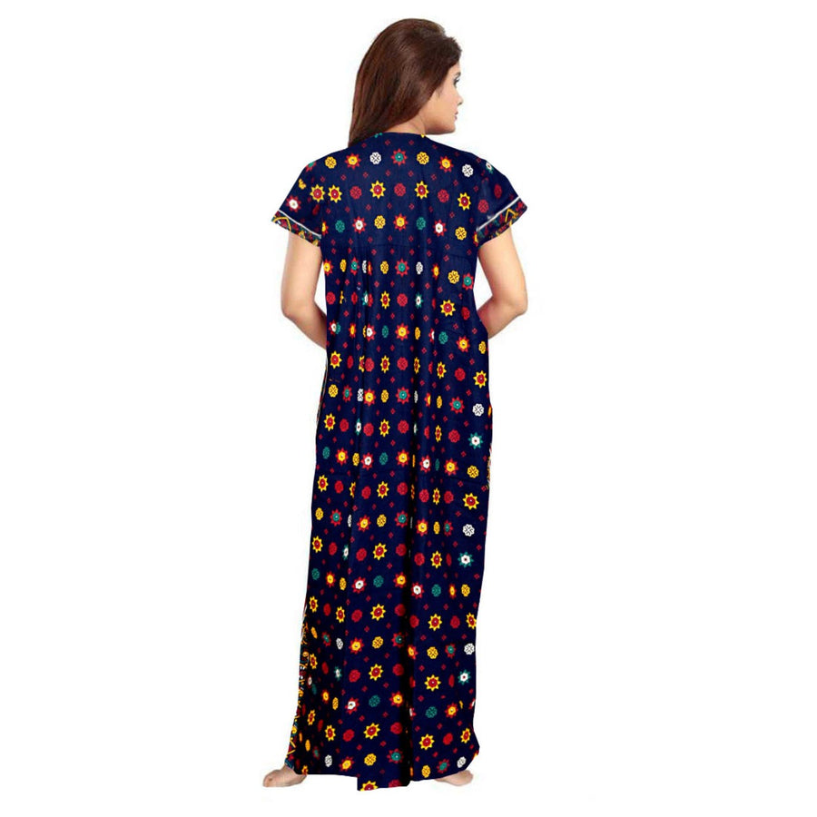 2-Piece Combo Set of Black and Orange Floral Print Maxi Dresses