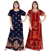 Women's Cotton Night Dress 2-Piece Maxi Combo Set
