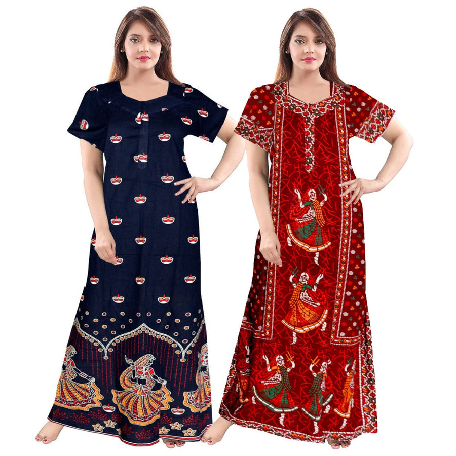 Women's Cotton Night Dress 2-Piece Maxi Combo Set