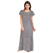 2-Piece Set of Grey & Black Cotton Maxi Nighty Combo for Women
