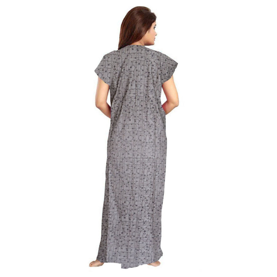 2-Piece Set of Grey & Black Cotton Maxi Nighty Combo for Women