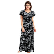 2-Piece Set of Free Size Cotton Women's Floral Print Maxi Night Dress