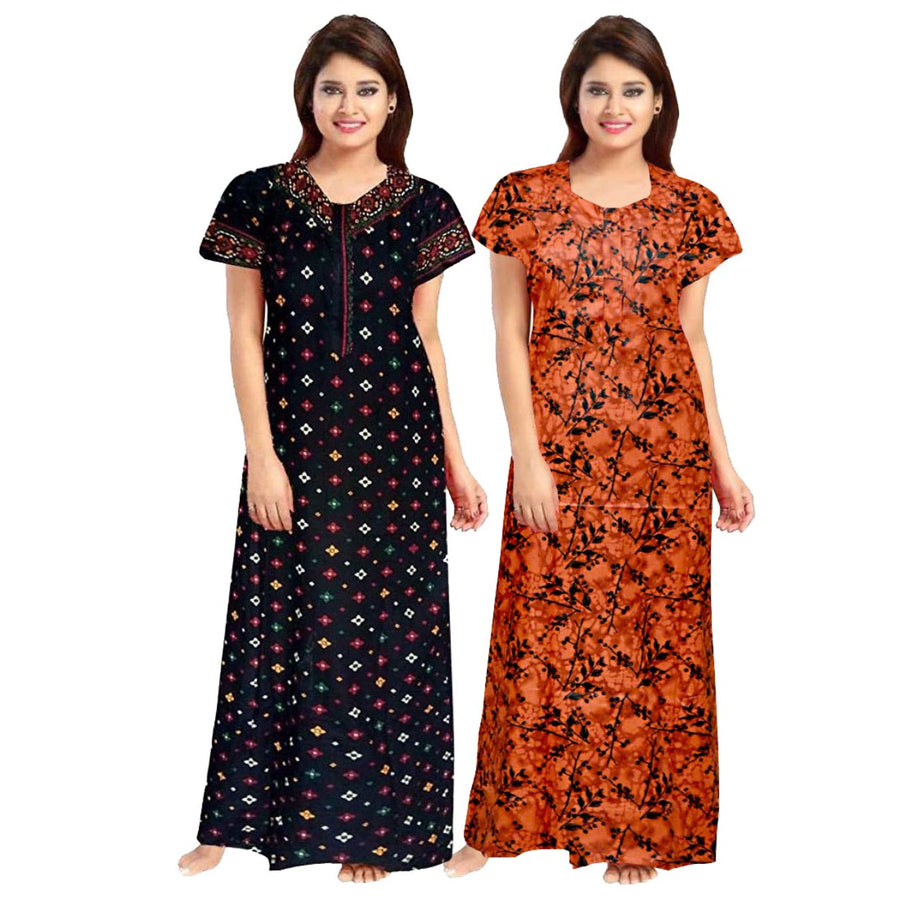 Casual Cotton Maxi Night Dress 2-Piece Set for Women