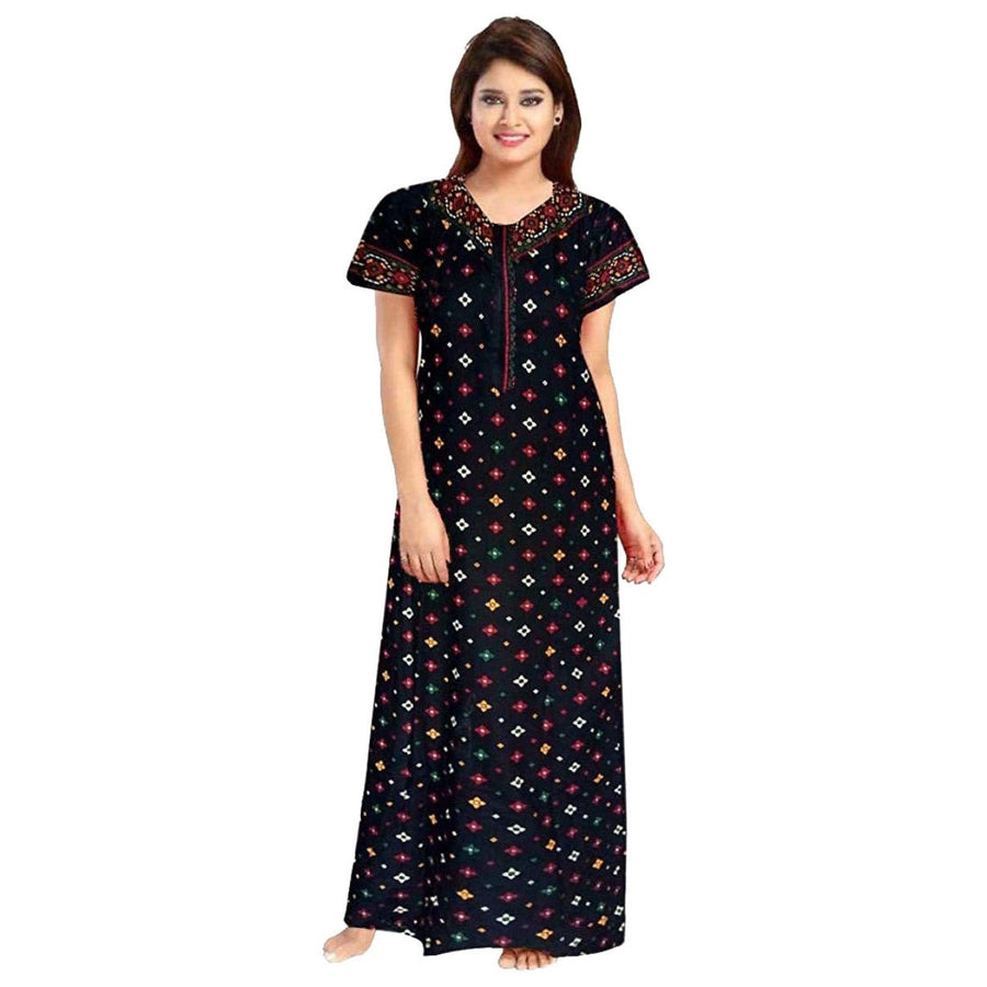 2-Piece Combo Set of Black and Orange Floral Print Maxi Dresses