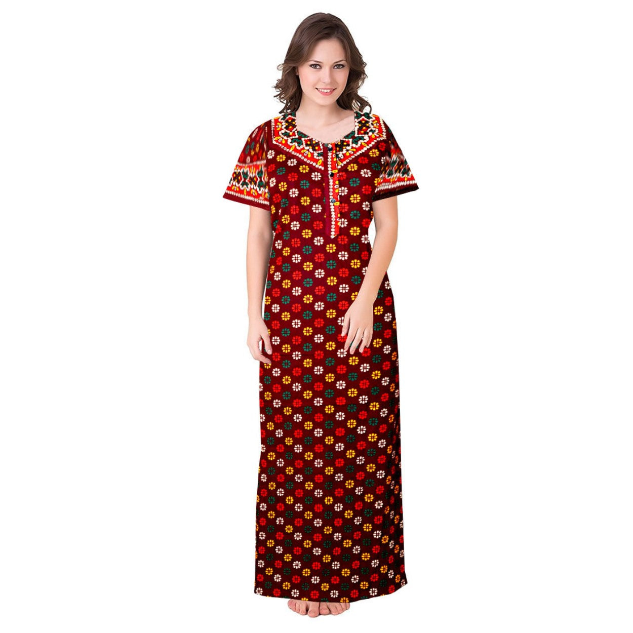 100% Cotton Women's Night Dress 2pcs Maxies Combo Set