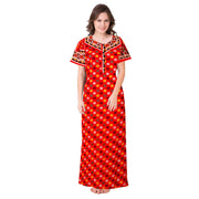 Red & Maroon Women's Nighty 2pc Cotton Night Wear Combo Set