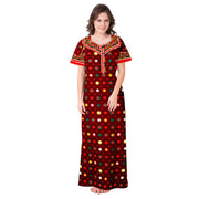 Red & Maroon Women's Nighty 2pc Cotton Night Wear Combo Set