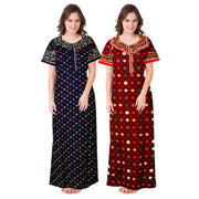 Indian Cotton Women's Maxi Night Dress 2pc Set from Diwam Vastra