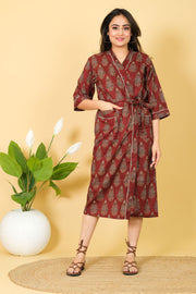 Cozy & Soft Kimono Bathrobe For Womens 100% Pure Premium Cotton Bathrobe