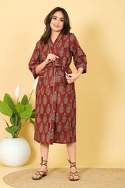 Cozy & Soft Kimono Bathrobe For Womens 100% Pure Premium Cotton Bathrobe