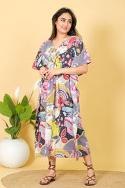 Floral print women's cotton kaftan, Indian caftan maxi dress, a perfect gift for her