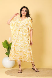 India Printed Cotton Long Beach Kaftan Dress Free Size Caftan, Soft Cotton Kaftan