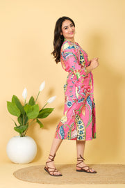 Relaxable Soft & Pure Cotton Bathrobe For Women Baby Pink Color Kimono Design By DIWAM VASTRA