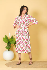Handmade 100% Cotton Kimono Robe Free Size Bathrobe Bikini Cover-up