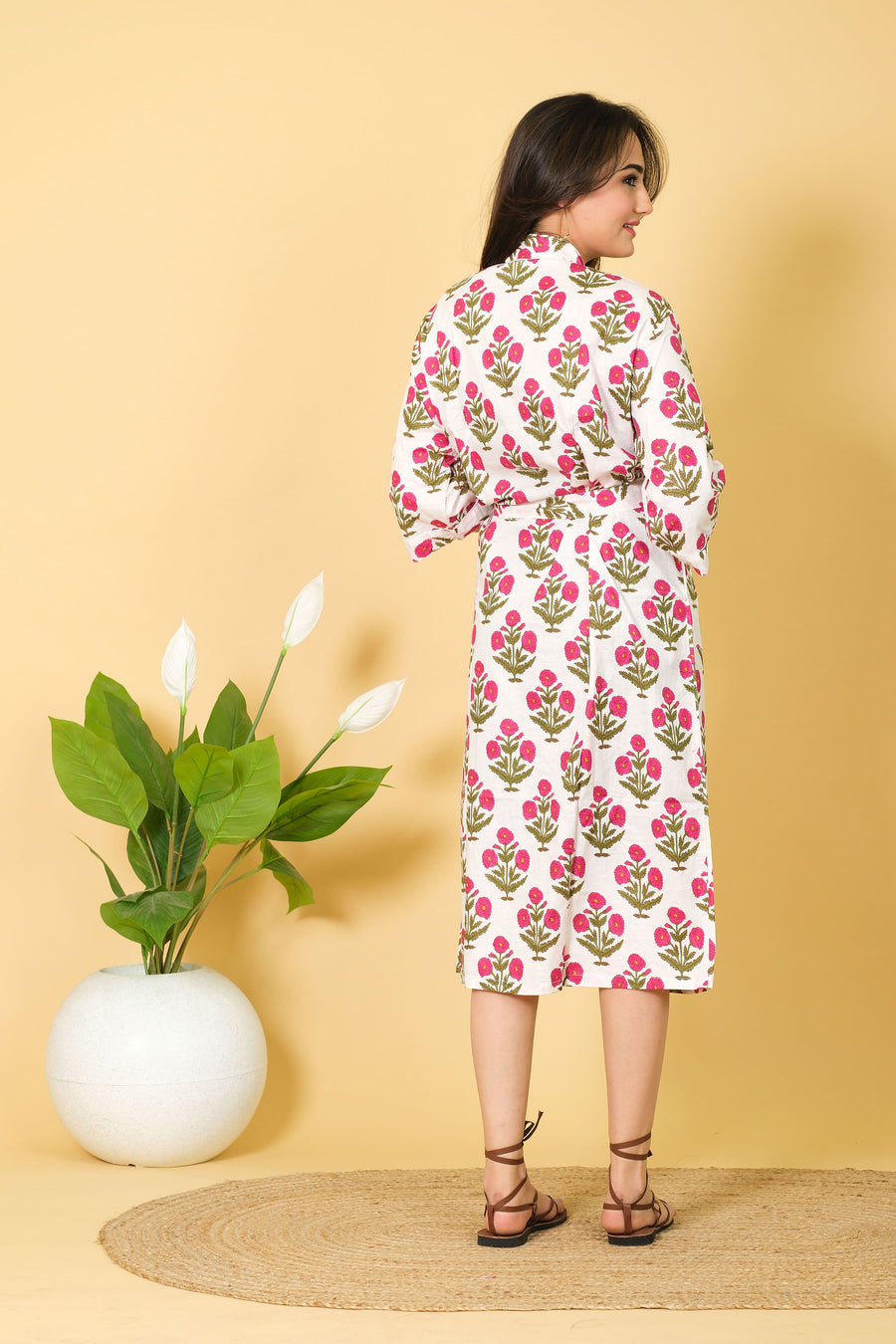Handmade 100% Cotton Kimono Robe Free Size Bathrobe Bikini Cover-up