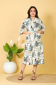 Jungle Print Kimono Bathrobe For Women 100% Cotton Women's Bathrobe Full Bikini Cover-up Bathrobe