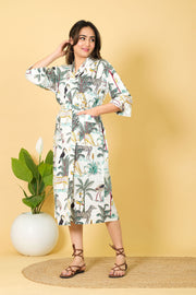 Jungle Print Kimono Bathrobe For Women 100% Cotton Women's Bathrobe Full Bikini Cover-up Bathrobe