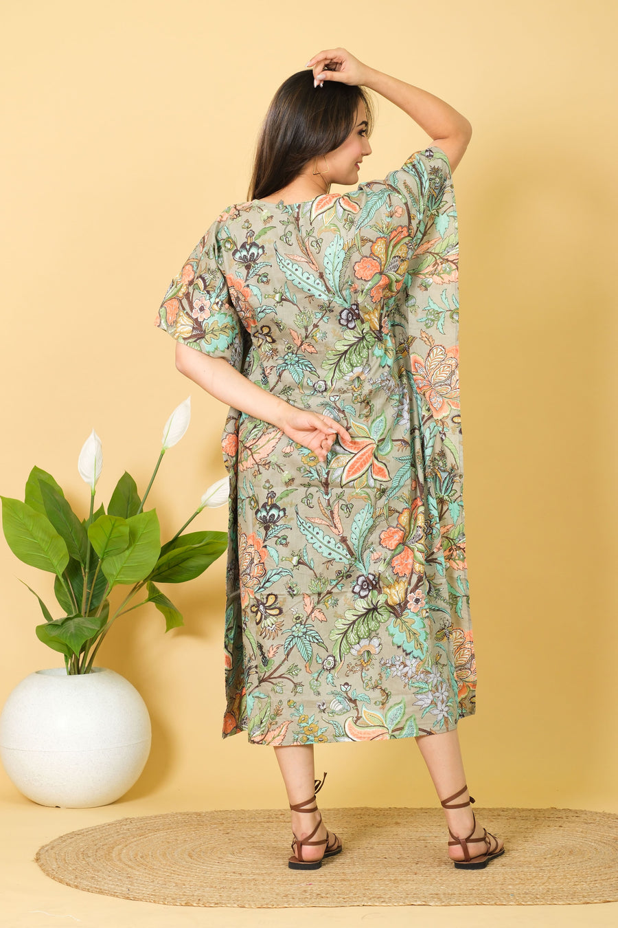 100% Cotton Handmade Caftan Night Wear Gown, Summer Wear Caftan Gown Maxi