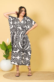 Handprinted Cotton Kaftan For Women SleepWear & cozy Dress For Females 100% Cotton Kaftan