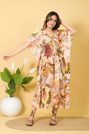 Nightwear Cotton Dress For Women 100% Cotton Kaftan 3/4 Sleeves with Full Length Kaftan