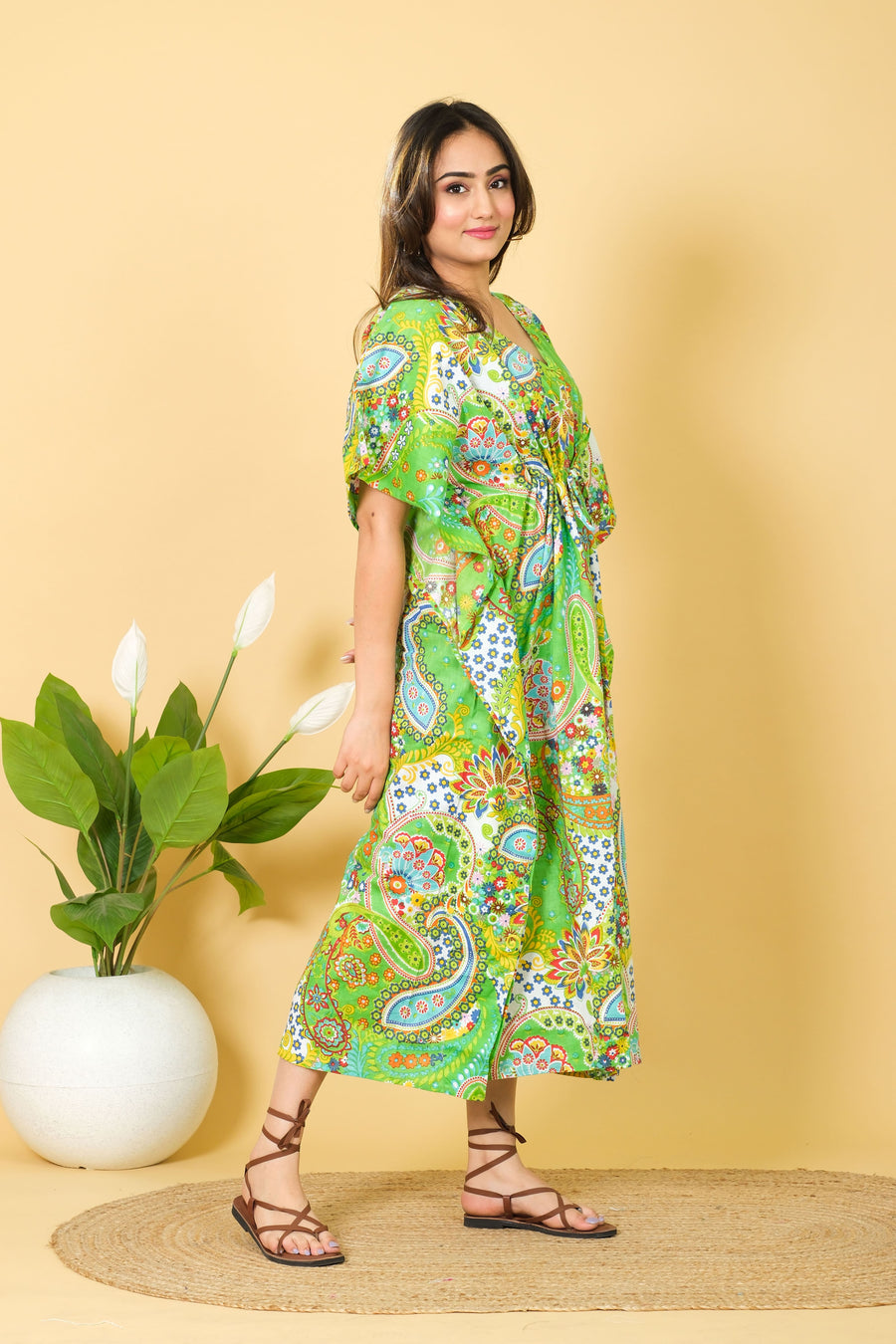 Mint Green Attractive Color Kaftan For Women Pure & Cozy Cotton Kaftan Design by Diwam Vastra