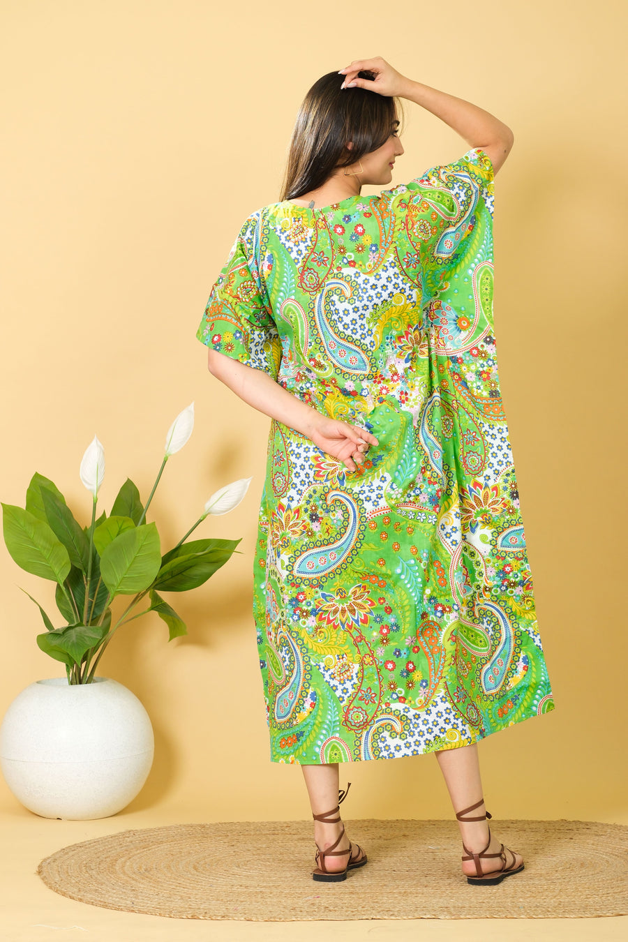 Mint Green Attractive Color Kaftan For Women Pure & Cozy Cotton Kaftan Design by Diwam Vastra