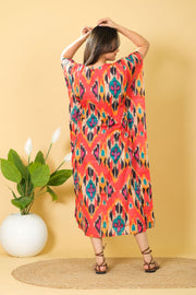 Comfortable and fashionable women's one-size orange cotton kaftan gown