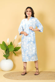 Handmade Floral Pattern Kimono Bathrobe Design By DIWAM VASTRA 3/4 Sleeves Comfortable Bathrobe For Women