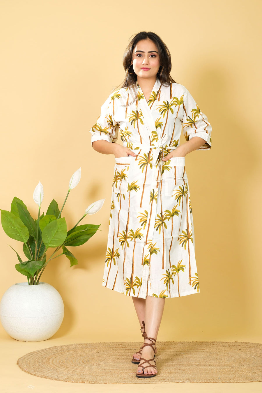 100% White Cotton Bathrobe Swim Wear Costume For Womens Soft & Cozy Kimono Bathrobe