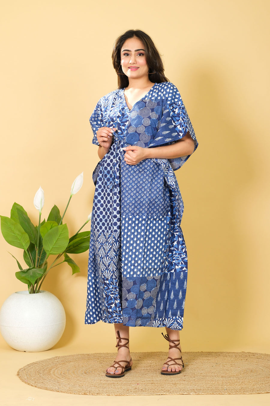 Indian cotton kaftan, free-size cotton caftan dress, perfect as a bikini cover-up