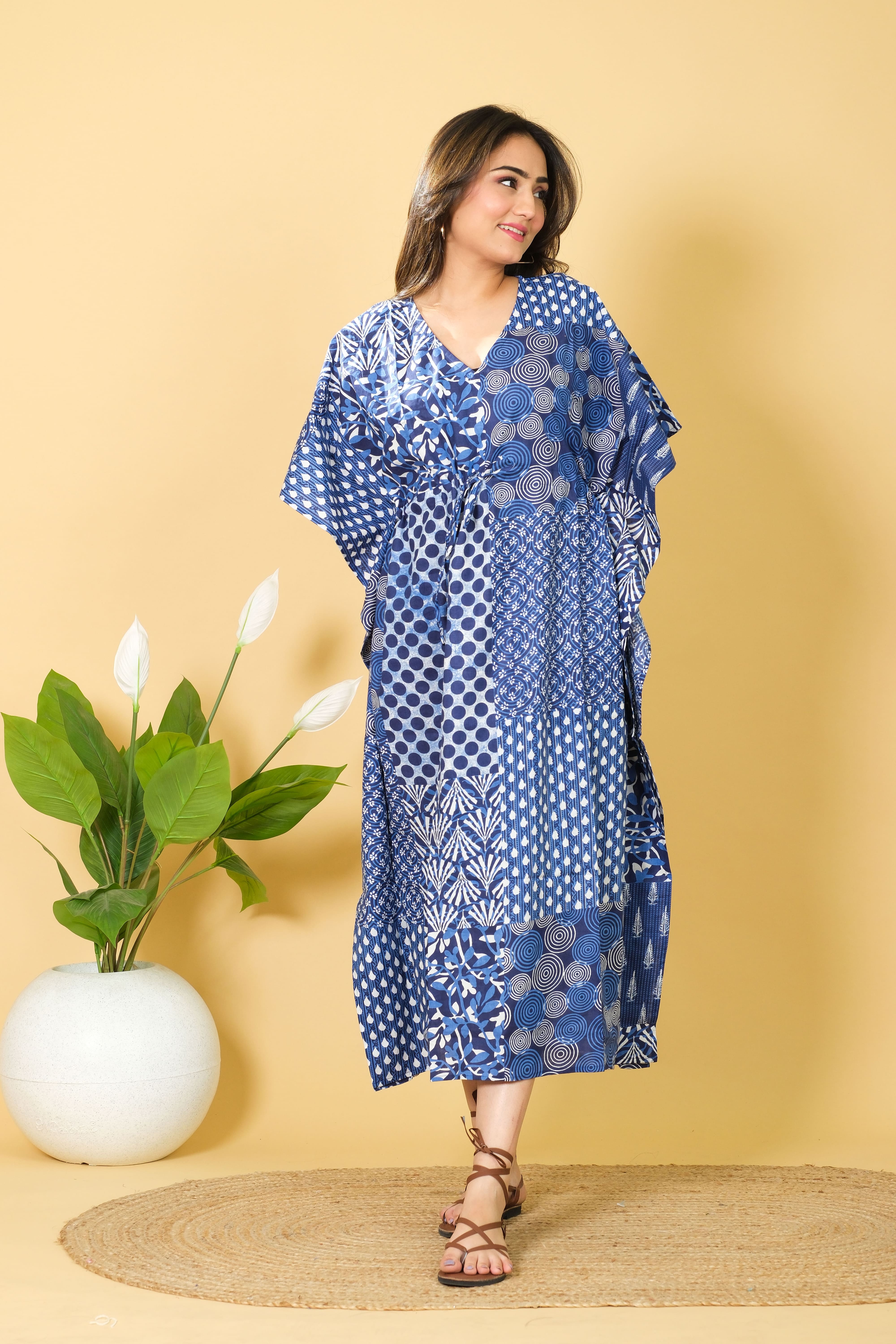 Indian cotton kaftan, free-size cotton caftan dress, perfect as a bikini cover-up