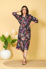 Loungewear Kimono Bathrobe For Women 3/4 Sleeves Kimono Bathrobe Sleepwear Item