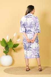 White Color Bathrobe for Women Handmade Palm Tree Pattern Design