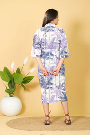 White Color Bathrobe for Women Handmade Palm Tree Pattern Design
