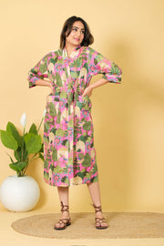 Smooth & Cozy Style Bathrobe For Women Pure Cotton Bathrobe 3/4 Sleeves Kimono Bathrobe