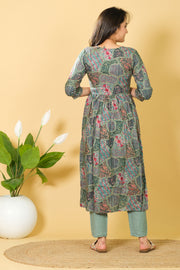 Cotton Kurti Set with Dupatta 3/4 Sleeve - Round Neck Party Wear Dress