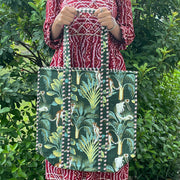 Eco-Friendly Green Jungle Print Cotton Tote Bag - Versatile & Stylish for Every Occasion