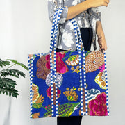 Blue Fruit Print Tote Bag – Eco-Friendly & Versatile Cotton Accessory