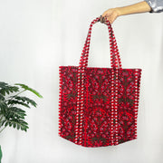 Red Green Floral Print Tote Bag – Eco-Friendly & Versatile for Every Occasion