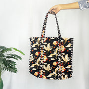 Black Bird Print Tote Bag 100% Pure Cotton, Multi-Purpose Eco-Friendly Bag